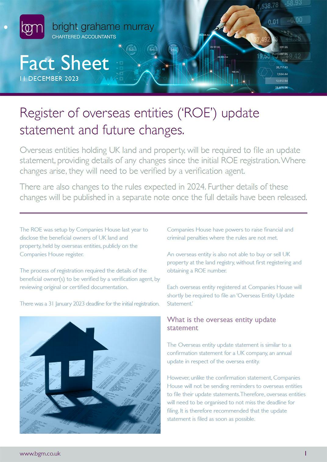 Register of overseas entities (‘ROE’) update statement and future